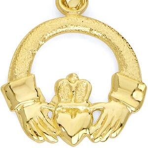 10k Solid Gold Ireland Claddagh Love Trinity Pendant
